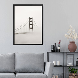 Obraz w ramie Most Złotej Bramy we mgle