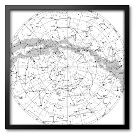 Obraz w ramie Szczegółowe mapy nieba z nazwami
