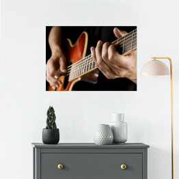 Plakat samoprzylepny Gra na gitarze country - kolorowa ilustracja