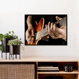 Plakat w ramie Gra na gitarze country - kolorowa ilustracja