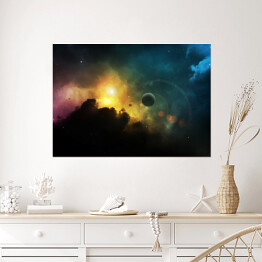Plakat samoprzylepny Kolorowa mgławica przestrzeni 