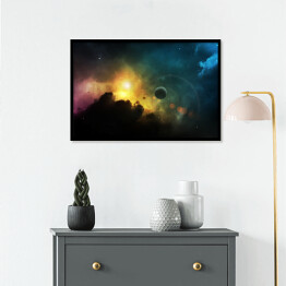 Plakat w ramie Kolorowa mgławica przestrzeni 