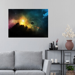 Plakat samoprzylepny Kolorowa mgławica przestrzeni 