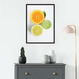 Plakat w ramie Przekrojone cytryna, limonka i pomarańcza
