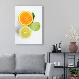 Obraz na płótnie Przekrojone cytryna, limonka i pomarańcza