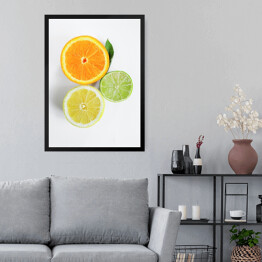 Obraz w ramie Przekrojone cytryna, limonka i pomarańcza