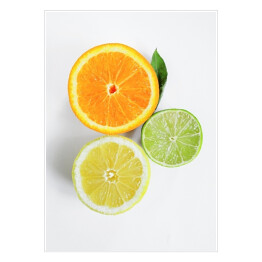 Plakat samoprzylepny Przekrojone cytryna, limonka i pomarańcza