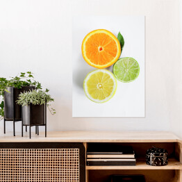 Plakat Przekrojone cytryna, limonka i pomarańcza