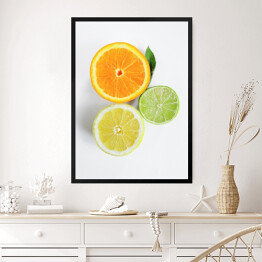 Obraz w ramie Przekrojone cytryna, limonka i pomarańcza