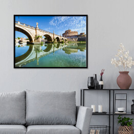 Plakat w ramie Most i zamek Sant Angelo w Rzymie