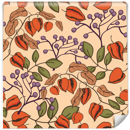 Tapeta winylowa zmywalna w rolce Jesienny roślinny wzór na pastelowym tle