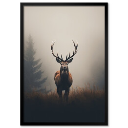 Obraz klasyczny Jeleń na tle lasu we mgle