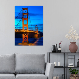 Plakat samoprzylepny Golden Gate Bridge San Francisco przed zmierzchem w USA