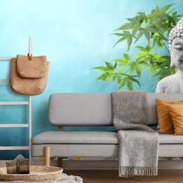 Budda w medytacji na błękitnym tle