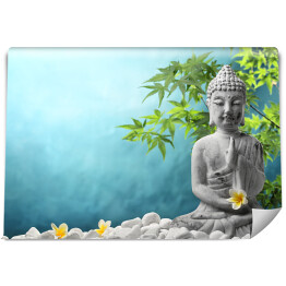 Fototapeta Budda w medytacji na błękitnym tle