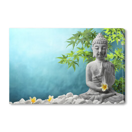Budda w medytacji na błękitnym tle