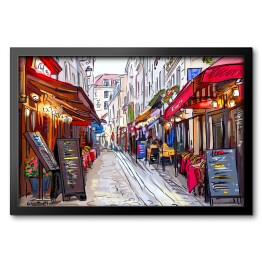 Obraz w ramie Ulica w Paryżu - ilustracja