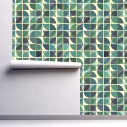 Tapeta winylowa zmywalna w rolce Abstrakcyjna niebiesko zielona mozaika