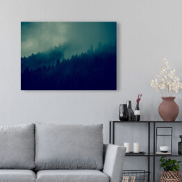 Obraz na płótnie Las w ciemnej mgle