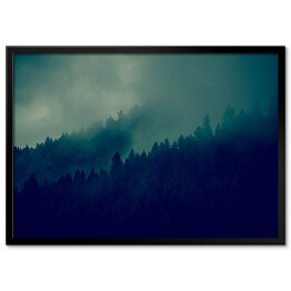 Plakat w ramie Las w ciemnej mgle
