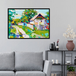 Plakat w ramie Wiejski krajobraz - malarstwo w stylu impresjonistycznym