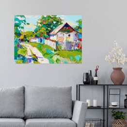 Plakat Wiejski krajobraz - malarstwo w stylu impresjonistycznym