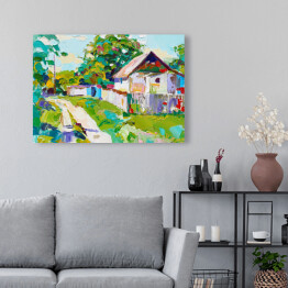 Obraz na płótnie Wiejski krajobraz - malarstwo w stylu impresjonistycznym