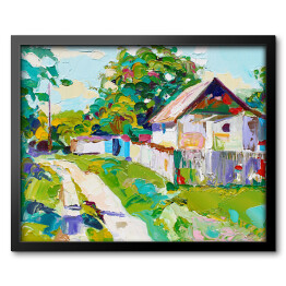 Obraz w ramie Wiejski krajobraz - malarstwo w stylu impresjonistycznym