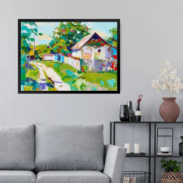Obraz w ramie Wiejski krajobraz - malarstwo w stylu impresjonistycznym