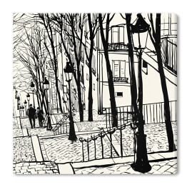 Obraz na płótnie Schody na Montmartre w Paryżu - szkic