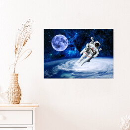 Plakat Astronauta na tle przestrzeni kosmicznej