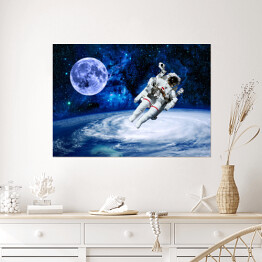 Plakat samoprzylepny Astronauta na tle przestrzeni kosmicznej