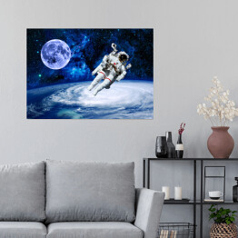 Plakat Astronauta na tle przestrzeni kosmicznej