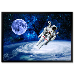 Plakat w ramie Astronauta na tle przestrzeni kosmicznej