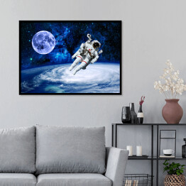 Plakat w ramie Astronauta na tle przestrzeni kosmicznej