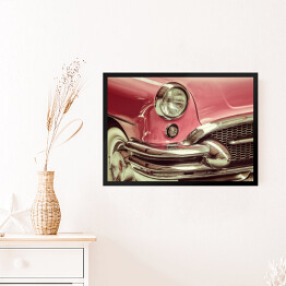 Obraz w ramie Retro różowy klasyczny samochód