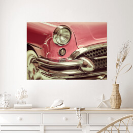 Plakat Retro różowy klasyczny samochód