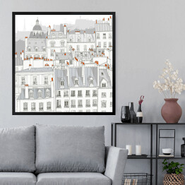 Obraz w ramie Dachy Paryża