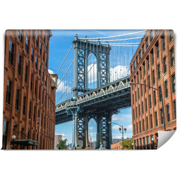 Fototapeta samoprzylepna Stare budynki na Brooklynie w tle z Manhattan Bridge 