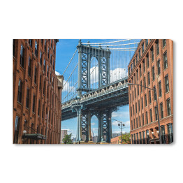 Obraz na płótnie Stare budynki na Brooklynie w tle z Manhattan Bridge 