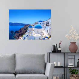 Plakat Wioska Oia w Santorini - charakterystyczny grecki krajobraz
