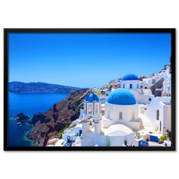 Plakat w ramie Wioska Oia w Santorini - charakterystyczny grecki krajobraz