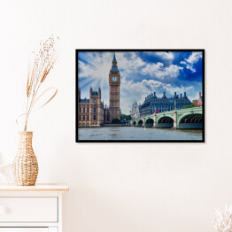 Plakat w ramie Pałac i Most Westminster w pięknych kolorach - Londyn