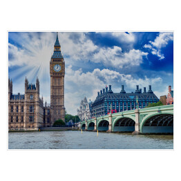 Plakat Pałac i Most Westminster w pięknych kolorach - Londyn