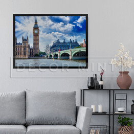 Obraz w ramie Pałac i Most Westminster w pięknych kolorach - Londyn