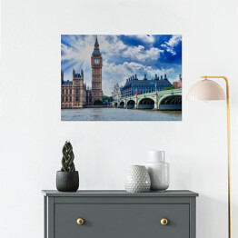 Plakat samoprzylepny Pałac i Most Westminster w pięknych kolorach - Londyn
