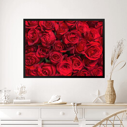 Obraz w ramie Kolorowe kwiaty - bukiet czerwonych róż