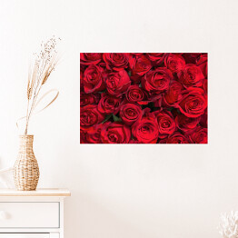 Plakat Kolorowe kwiaty - bukiet czerwonych róż