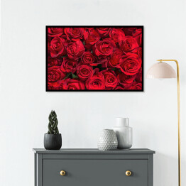 Plakat w ramie Kolorowe kwiaty - bukiet czerwonych róż