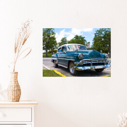 Plakat Kuba - karaibski amerykański klasyczny samochód